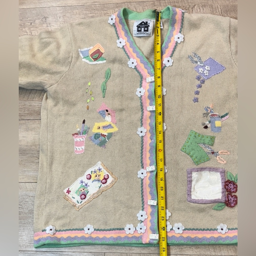 Storybook Knits Women’s Making Memories Crafters Cardigan Sweater Size Large - Picture 5 of 6